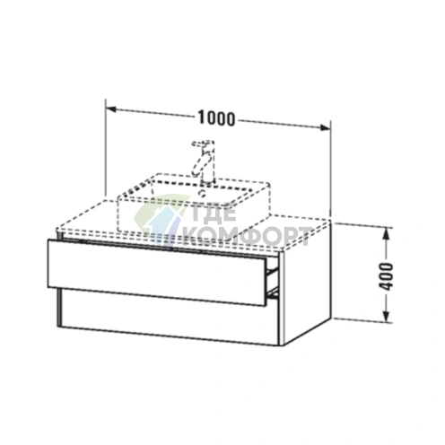 Подвесная тумба Duravit XSquare 1000 мм с двумя выдвижными ящиками, цвет темно-синий шелковисто-матовый (XS491109898) - фото 2