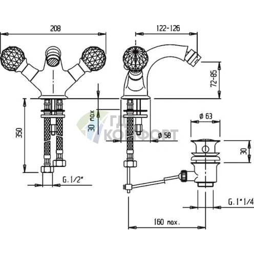 Смеситель для биде Cezares Atlantis ATLANTIS-BS1-03/24-Sw - фото 3