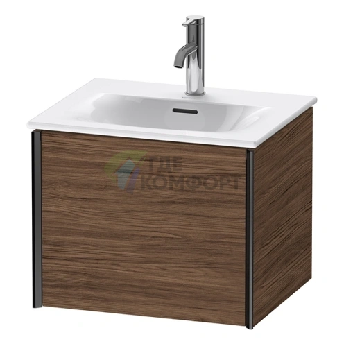 Тумба подвесная Duravit XViu 510x420x397 мм для раковины, цвет walnut dark/черный матовый (XV40310B221) - фото 1