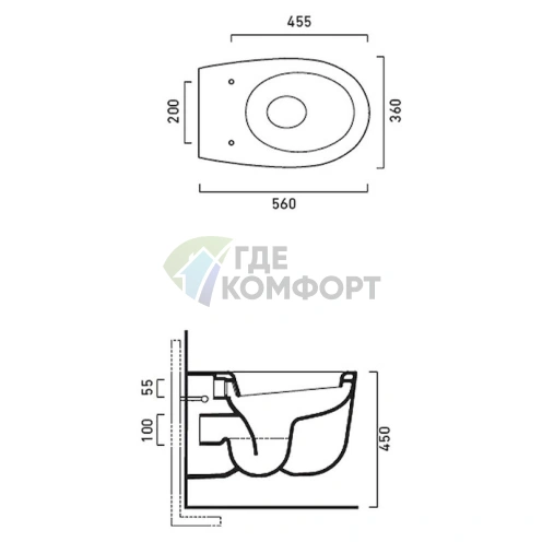 Подвесной унитаз Catalano Muse 56 с системой скрытого монтажа - фото 4
