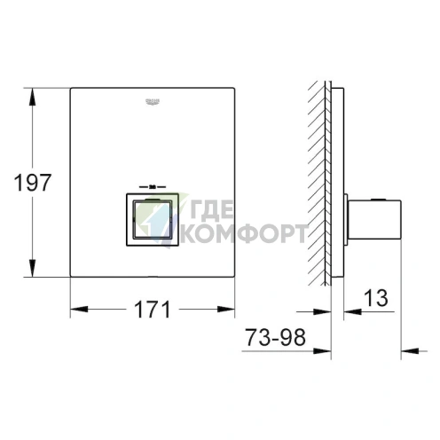 Умный термостат Grohe Grohtherm Cube 19961000 — элегантный комфорт и точный контроль - фото 2
