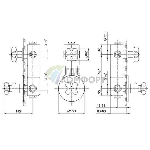 Встраиваемый термостат для душа Fantini I Balocchi на 1 источник, 3/4, белый матовый (60 29 0601B) - фото 2