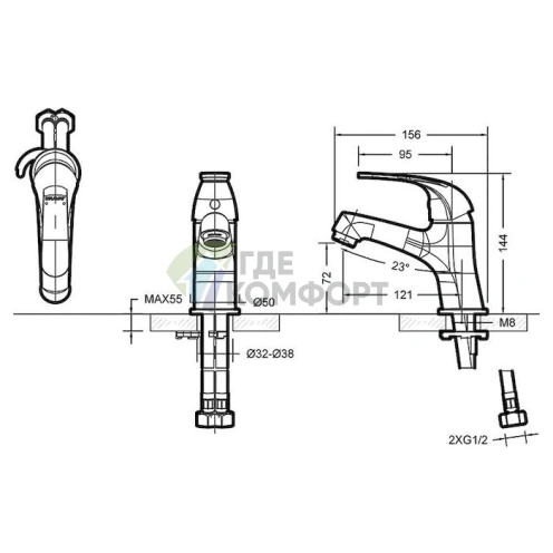 Смеситель для раковины Bravat Fit F1135188CP-RUS - фото 2