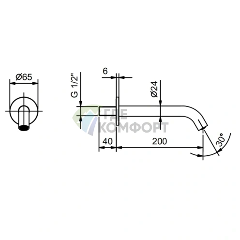Настенный излив для раковины FANTINI NOSTROMO 200 мм, матовый черный (50 13 8430) - фото 2