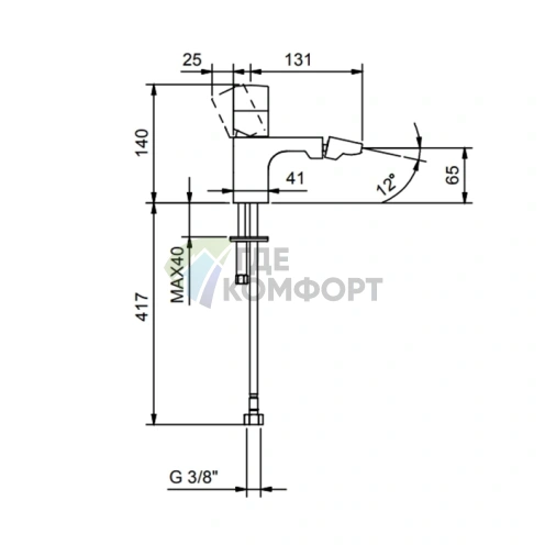 Смеситель для биде Fantini Nice: черный матовый, без донного клапана (65 13 S008SWF) - фото 2