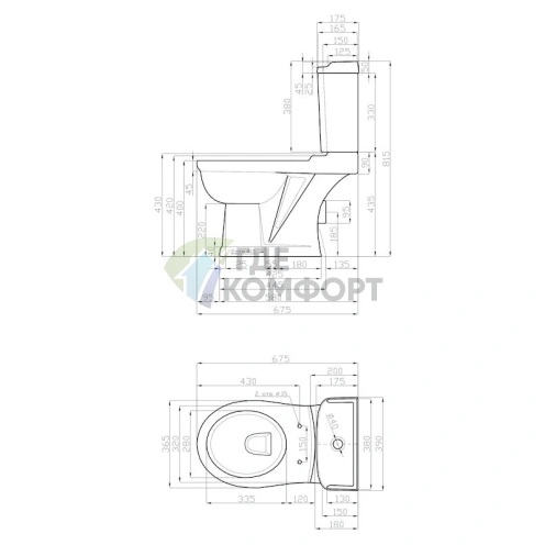 Унитаз-компакт Della Boston OAK (керамика, бачок в комплекте) - фото 5