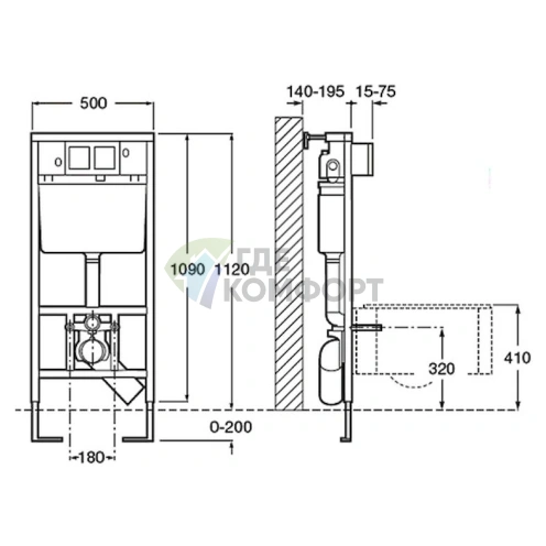 Комплект подвесного унитаза Roca Mateo с инсталляцией DUPLO и системой двойного смыва - фото 8