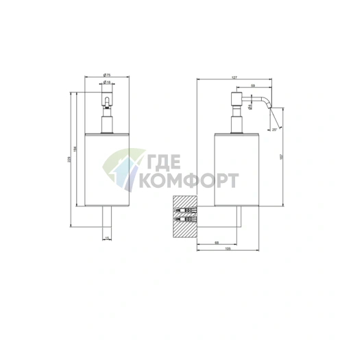 GESSI Origini — Настенный дозатор для жидкого мыла в цвете белый/хром (66413#031) - фото 2