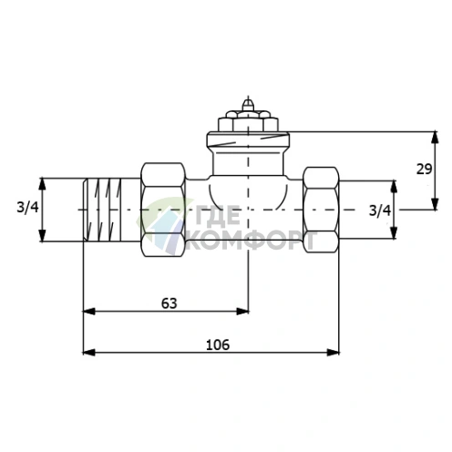 Клапан термостатический Oventrop AV9 3/4 (DN 20) М30х1-5 1183806 прямой - фото 2