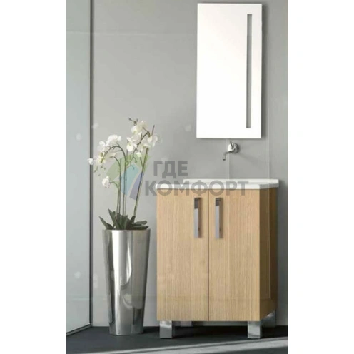 Комплект для постирочной 60х60см база + KERASAN Aquadom без отв под смеситель(1 нам)+выпуск с сифоном цвет rovere chiaro - фото 1