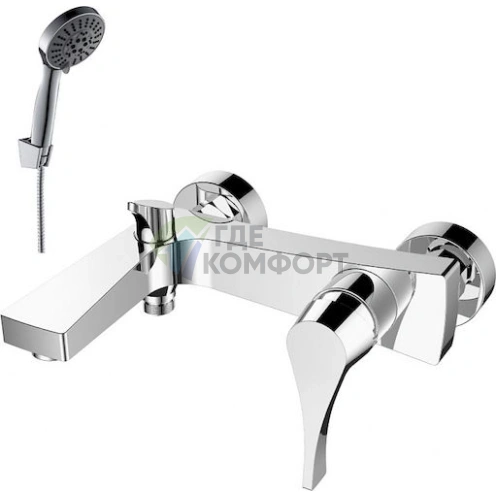 Настенный смеситель для ванны с душем Rossinka RS34 RS34-31 с эксцентриками - фото 1