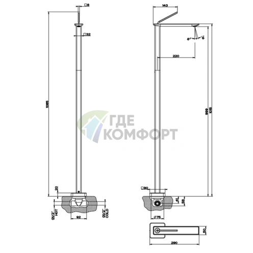Напольный смеситель для раковины Gessi встраиваемый (20699#031) - фото 2