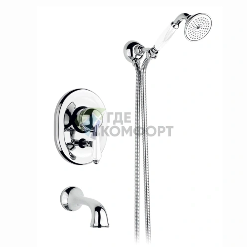 Смеситель для ванны Nicolazzi P.m. Blanc с ручным душем: хром, белая керамика (3400CR76) - фото 1