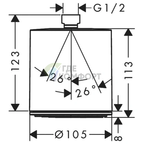 Верхний душ Hansgrohe Pulsify 105 мм в цвете хром/графит (24130000) - фото 2