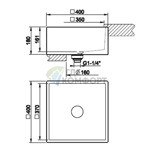 Накладная раковина Gessi Rettangolo 40x40 см с донным клапаном — белая - фото 2