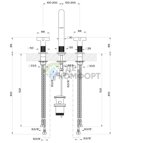 Смеситель для раковины GESSI INCOSO с донным клапаном, цвет матовый никель (58113#149) - фото 2