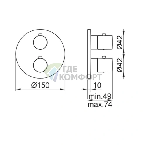 Смеситель Almar ROUND CORE двойной наружный, матовый черный (E186532.MB) - фото 2