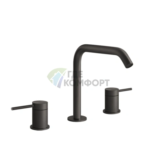 Смеситель для раковины GESSI 316 на 3 отверстия без донного клапана в стильном черном металле (54012#707) - фото 1