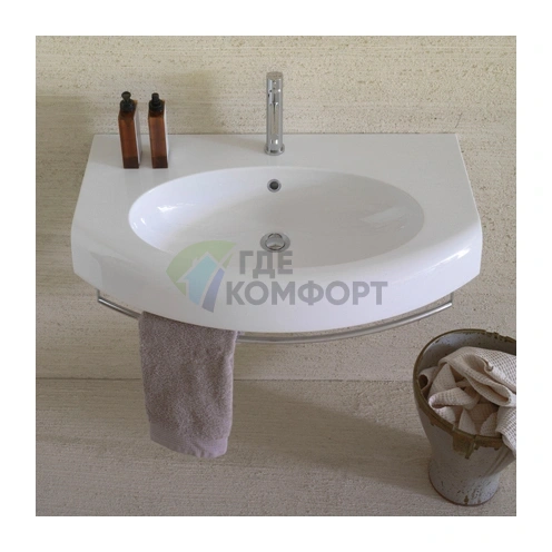 Раковина Globo Bowl+ подвесная закругленная 80х50х19см белая - фото 1