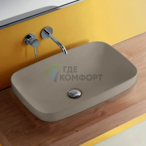 Раковина Kerasan Tribeca накладная 60x38 см без отверстия, цвет Nocciola (514381) - фото 1