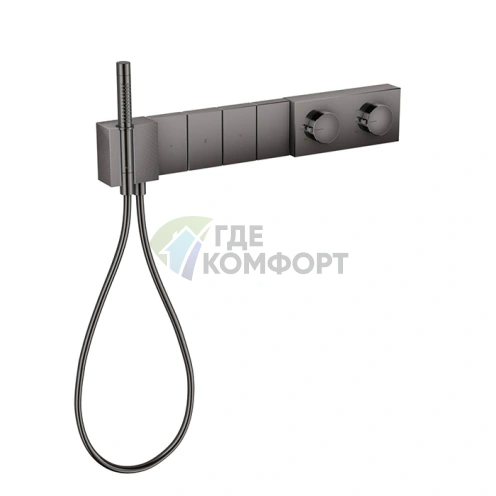 Термостатический смеситель для душа AX Edge 610/100, 4 выхода, с ручным душем, алмазная грань, полированный черный (46721330) - фото 1