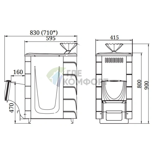 Печь Термофор Гейзер 2014 Inox ДА ЗК терракота - фото 2