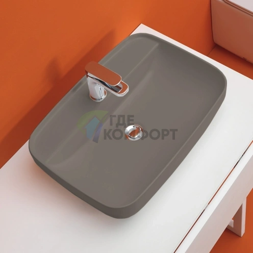 Раковина Kerasan Tribeca 60x43 см: накладная, 1 отверстие, цвет Ferro matt (514289*1 Ferro matt) - фото 1