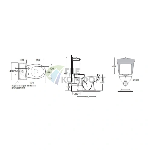 Бачок для унитаза AZZURRA JUBILAEUM моноблок белый JUCSMB000000BI (JUB400/MBL bi)) - фото 2