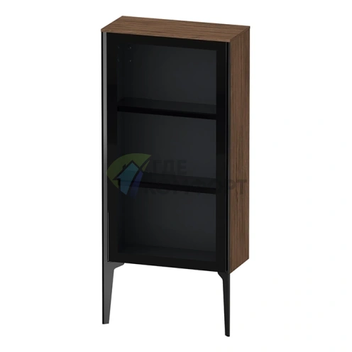 Шкаф подвесной Duravit XViu 890x500x240 мм со стеклянной дверью и полками, цвет walnut dark/черный матовый (XV1361RB221) - фото 1