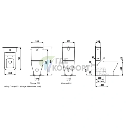 Бачок для унитаза Laufen Palace: моноблок с нижним левым подводом воды, белый, укомплектован хромированным сливным механизмом (8.2870.3.000.873.1) - фото 2