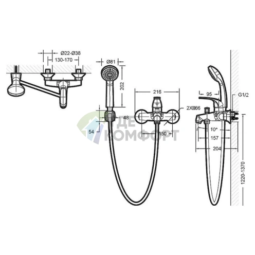 Смеситель Bravat Fit для ванны с душем: стильный дизайн и надежность из латуни - фото 3