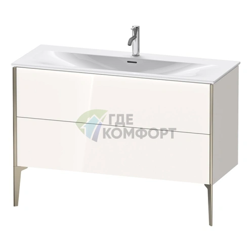 Тумба подвесная Duravit XViu 591x1210x480мм для раковины 234412, 2 ящика, белый глянцевый/champagne matt (XV43040B122) - фото 1