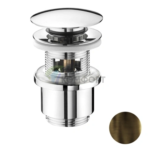 Донный сливной клапан Nicolazzi 1 1/4 с переливом, цвет тёмная бронза (5558DB) - фото 1