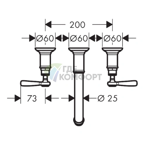Смеситель для раковины AX Montr с рычажным управлением, 3 отверстия, цвет шлифованная медь (16534950) - фото 2