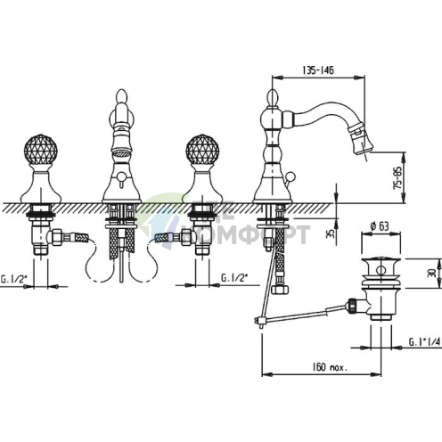 Смеситель для биде Cezares Atlantis ATLANTIS-BBS2-01-Sw - фото 2