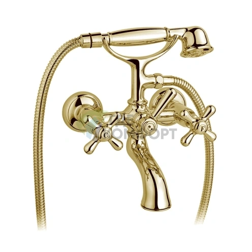 Настенный смеситель для ванны Nicolazzi Nuova Brenta с душем в античном матовом золоте (2501AG) - фото 1