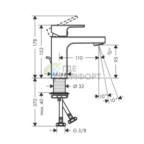 Смеситель для раковины Hansgrohe Vernis Shape в матовом черном цвете (71561670) - фото 2