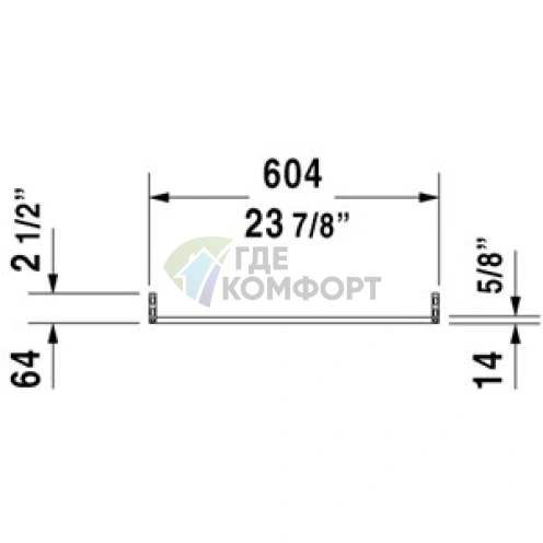 Полотенцедержатель Duravit D-Code с квадратной трубкой 604x14 мм, хром (30321000) - фото 2