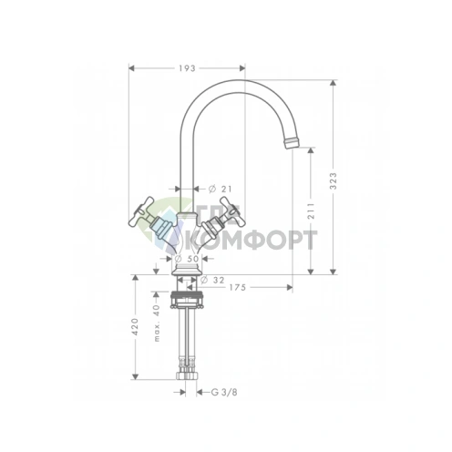 Смеситель для раковины AX Montreux с донным клапаном, шлифованный никель (16502820) - фото 2