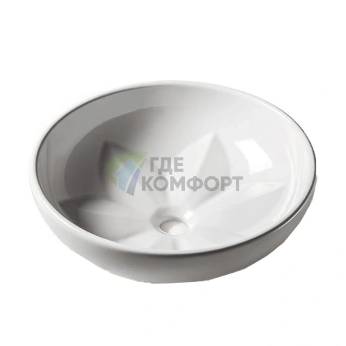 Накладная круглая раковина AZZURRA FLEUR 45x16 см без отверстия, белая - фото 2