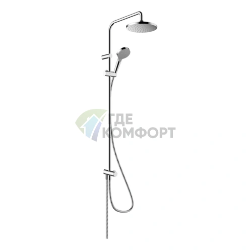 Душевая стойка с верхним душем HG Vernis Blend: Экономия воды и комфорт с технологией EcoSmart в хроме (26099000) - фото 1