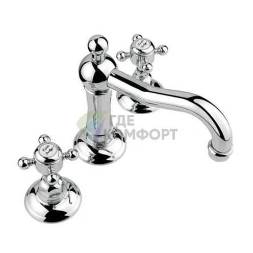 Смеситель для раковины Nicolazzi Half Dome на 3 отверстия с донным клапаном, хром (1409CR70) - фото 1