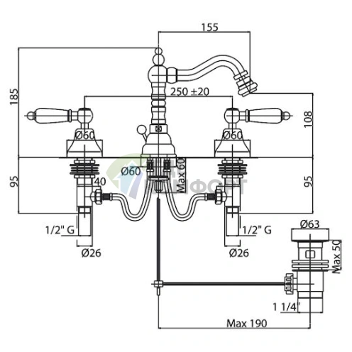 Смеситель для биде Cezares Diamond DIAMOND-BBS2-03/24-Sw золотистый - фото 2