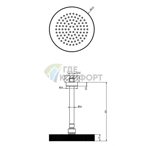 Душевая головка потолочная поворотная Gessi Ingranaggio с шарниром, хром (63552#031) - фото 2