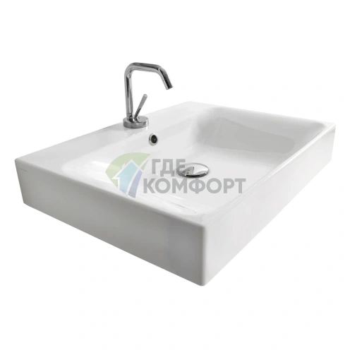 Раковина KERASAN Cento 60×45 накладная с одним отверстием белая (353101*1) - фото 2