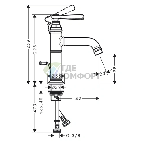 Смеситель для раковины AX Montreux 100, шлифованный черный хром (16515340) - фото 2