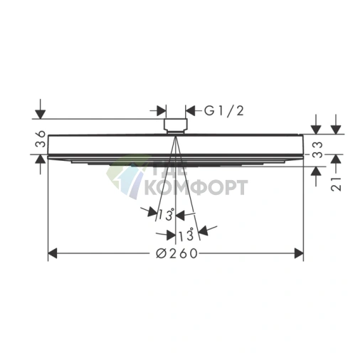 Верхний душ Hansgrohe Pulsify 260 мм с EcoSmart, цвет белый матовый/графит (24141700) - фото 2
