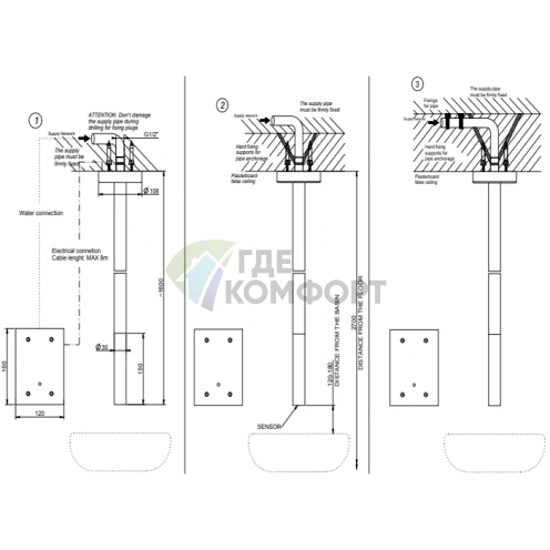 Смеситель для раковины GESSI 316 FLESSA потолочный электронный беспроводной в матовом графите (54024#239) - фото 2