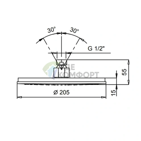 Верхний душ Fantini AK/25 20 см с защитой от накипи (Nickel PVD) (86 95 8113) - фото 2