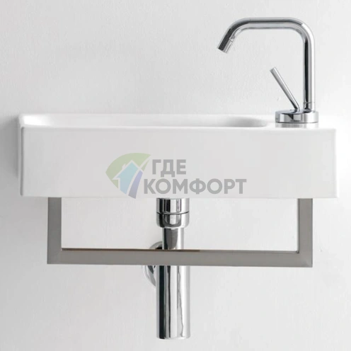 Раковина KERASAN Cento 45x25 см белая, настенный монтаж, отверстие под смеситель справа (353701R*1) - фото 1